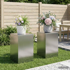 Plantenstandaard 40x40x60 cm roestvrij staal zilver (2 stuks)