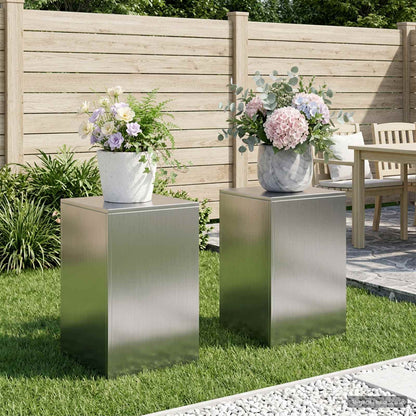 Plantenstandaard 2 pcs zilver 40 x 40 x 60 cm Roestvrij staal