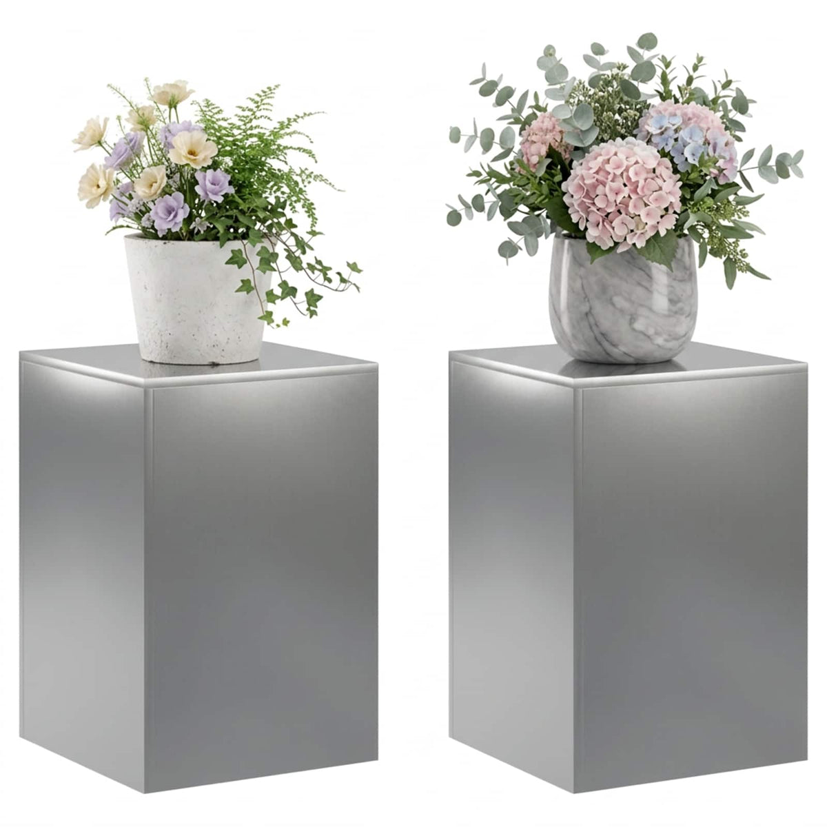 Plantenstandaard 2 pcs zilver 40 x 40 x 60 cm Roestvrij staal