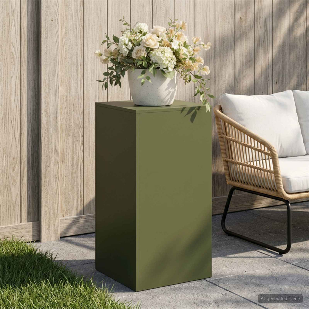 Plantenstandaard Olijfgroen 40 x 40 x 80 cm weervast staal