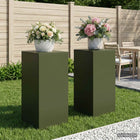 Plantenstandaard set 2 stuks olijfgroen 40x40x80 cm staal