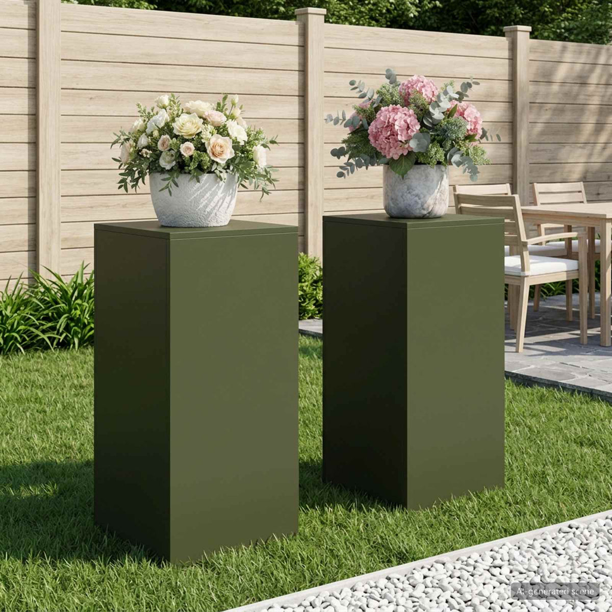 Plantenstandaard 2 pcs Olijfgroen 40 x 40 x 80 cm Staal