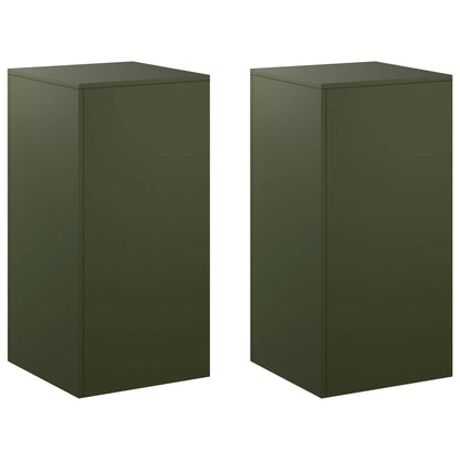Plantenstandaard 2 pcs Olijfgroen 40 x 40 x 80 cm Staal