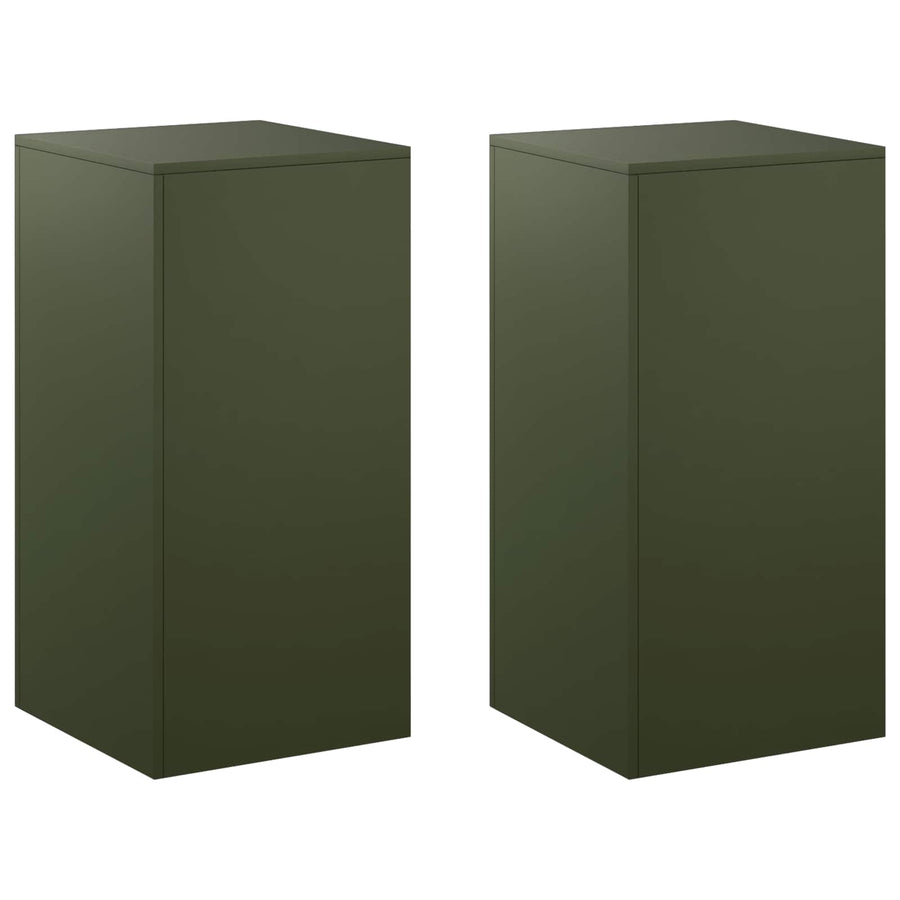 Plantenstandaard 2 pcs Olijfgroen 40 x 40 x 80 cm Staal
