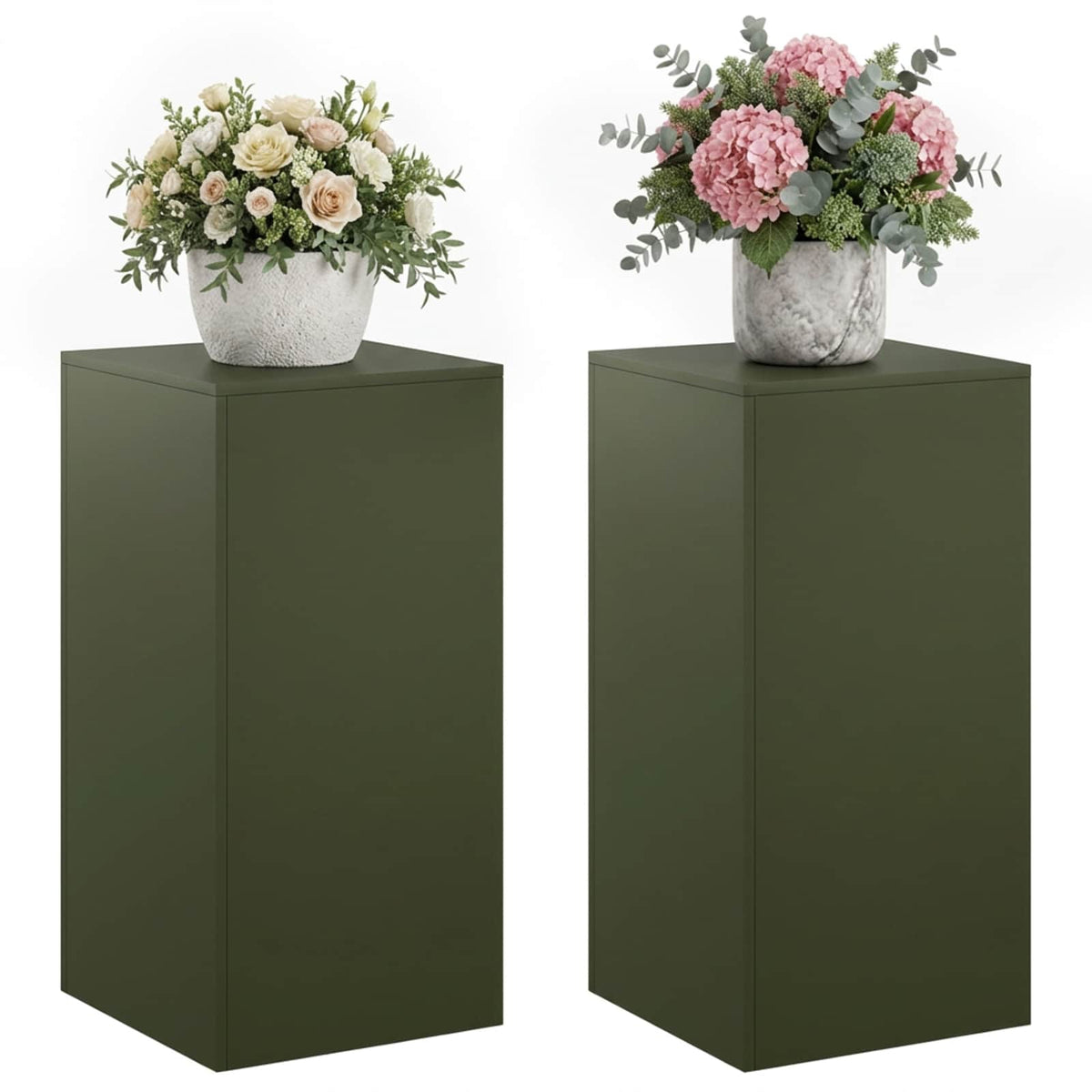Plantenstandaard 2 pcs Olijfgroen 40 x 40 x 80 cm Staal