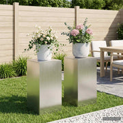 Plantenstandaard 2 stuks zilver 40x40x80 cm staal