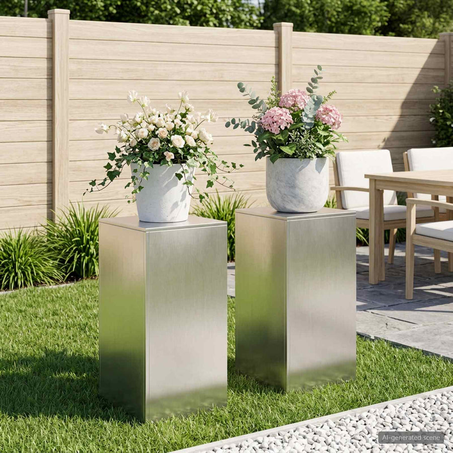 Plantenstandaard 2 pcs zilver 40 x 40 x 80 cm Staal
