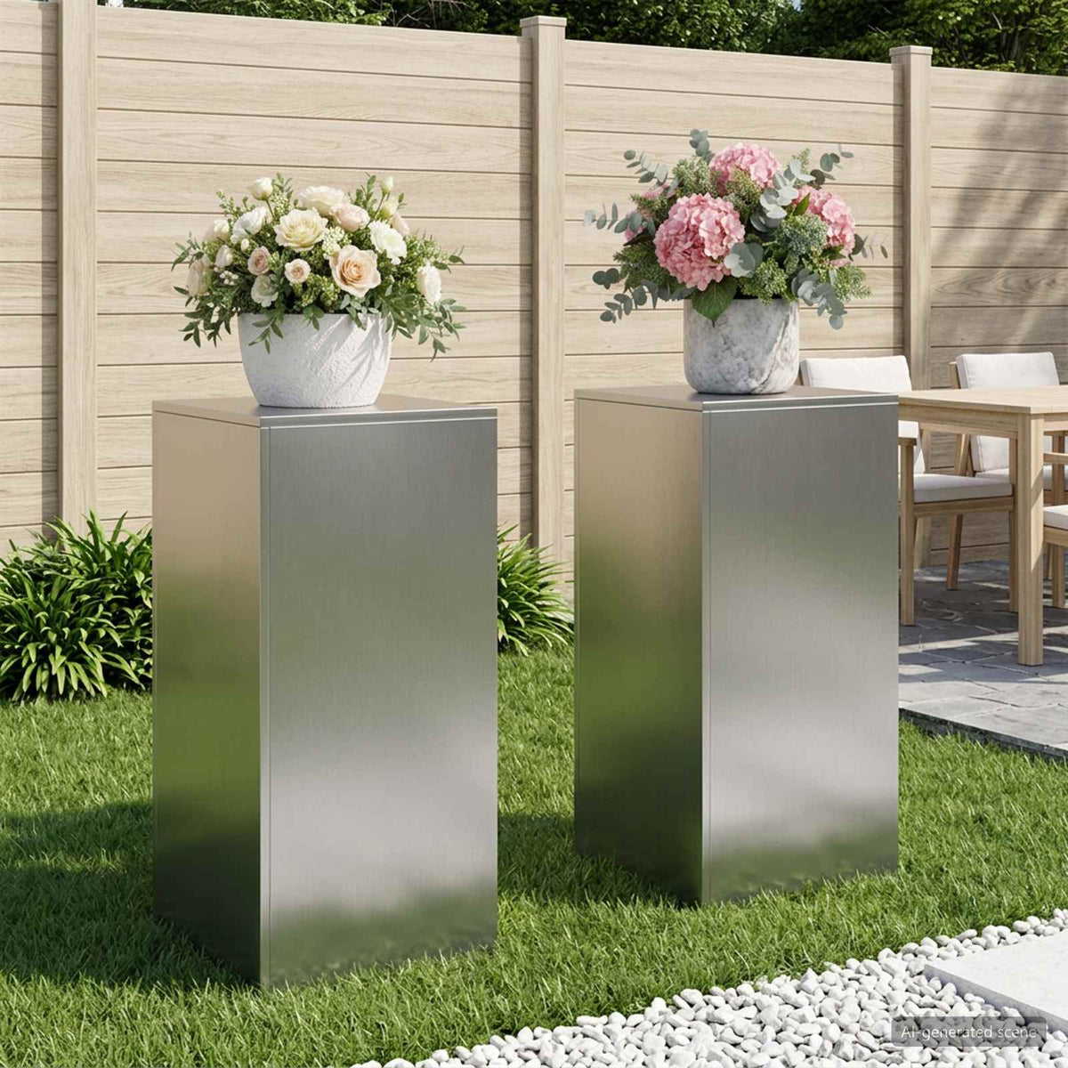 Plantenstandaard 2 pcs zilver 40 x 40 x 80 cm Roestvrij staal