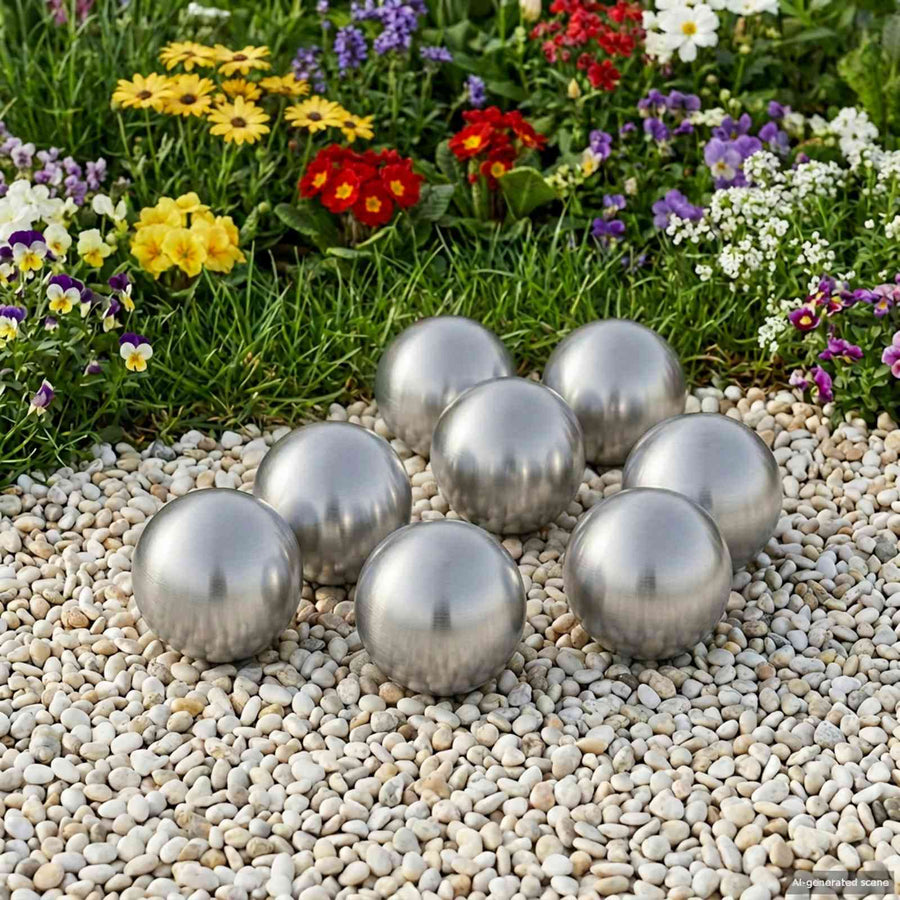 Geborstelde Bal 8 st Ø 5 cm zilver RVS 201