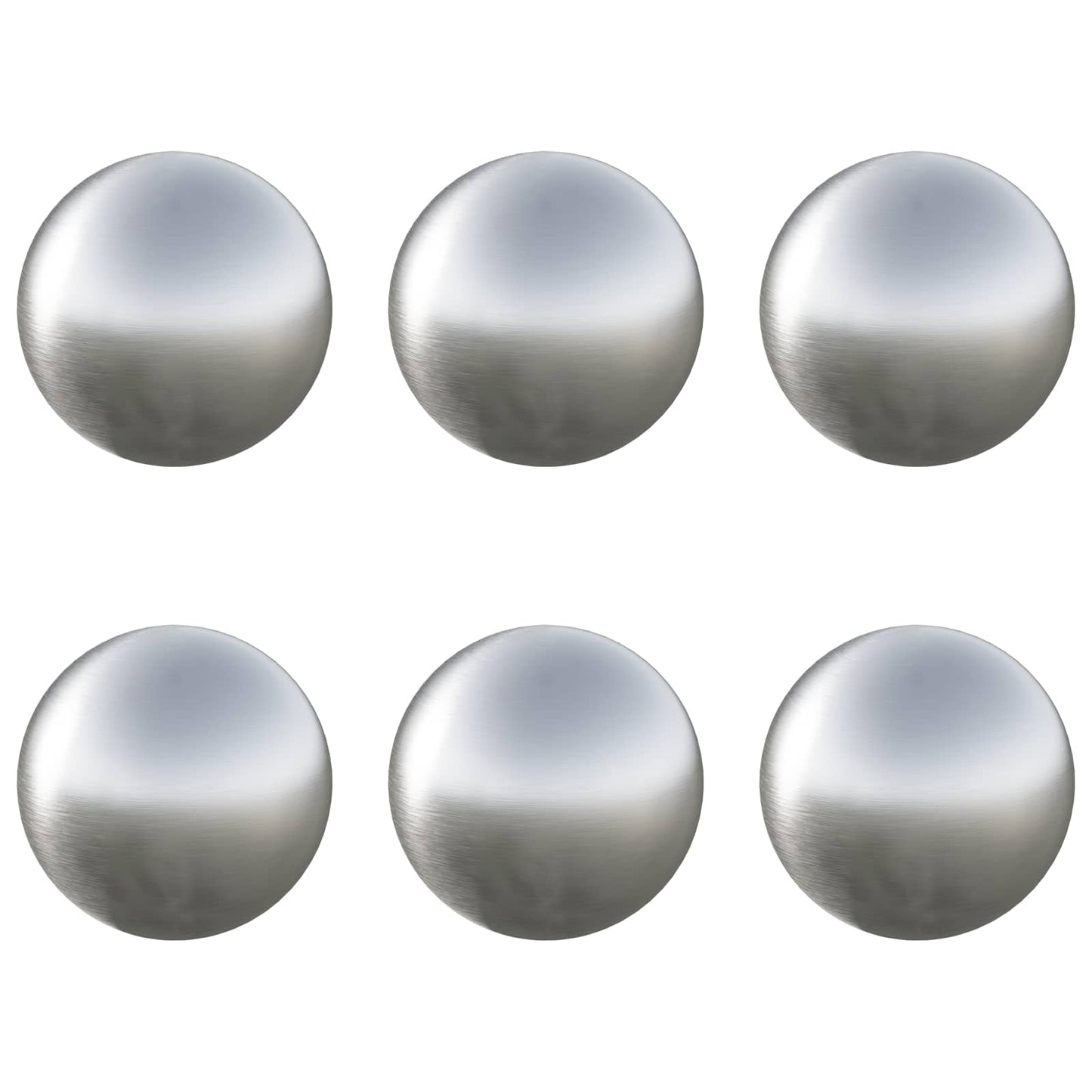 Geborstelde Bal 6 st Ø 7,5 cm zilver RVS 201
