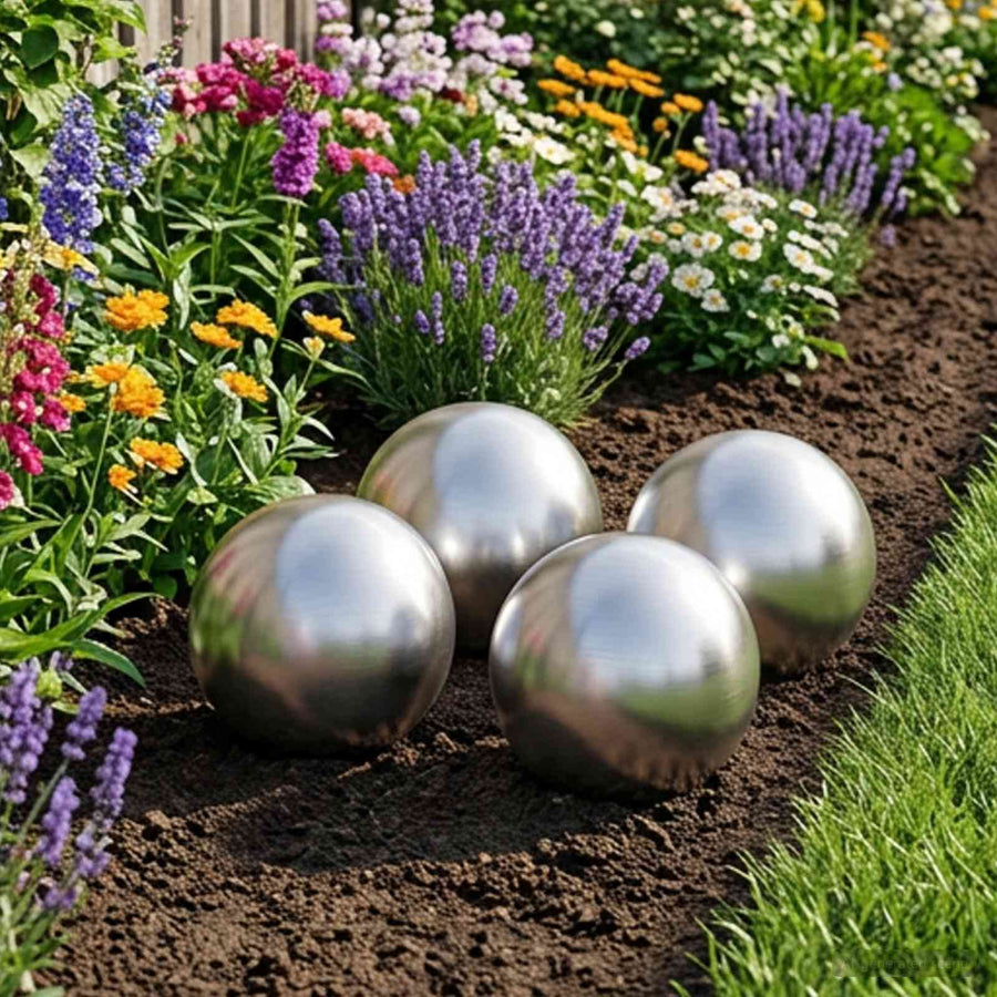 Geborstelde Bal 4 st Ø 10 cm zilver RVS 201