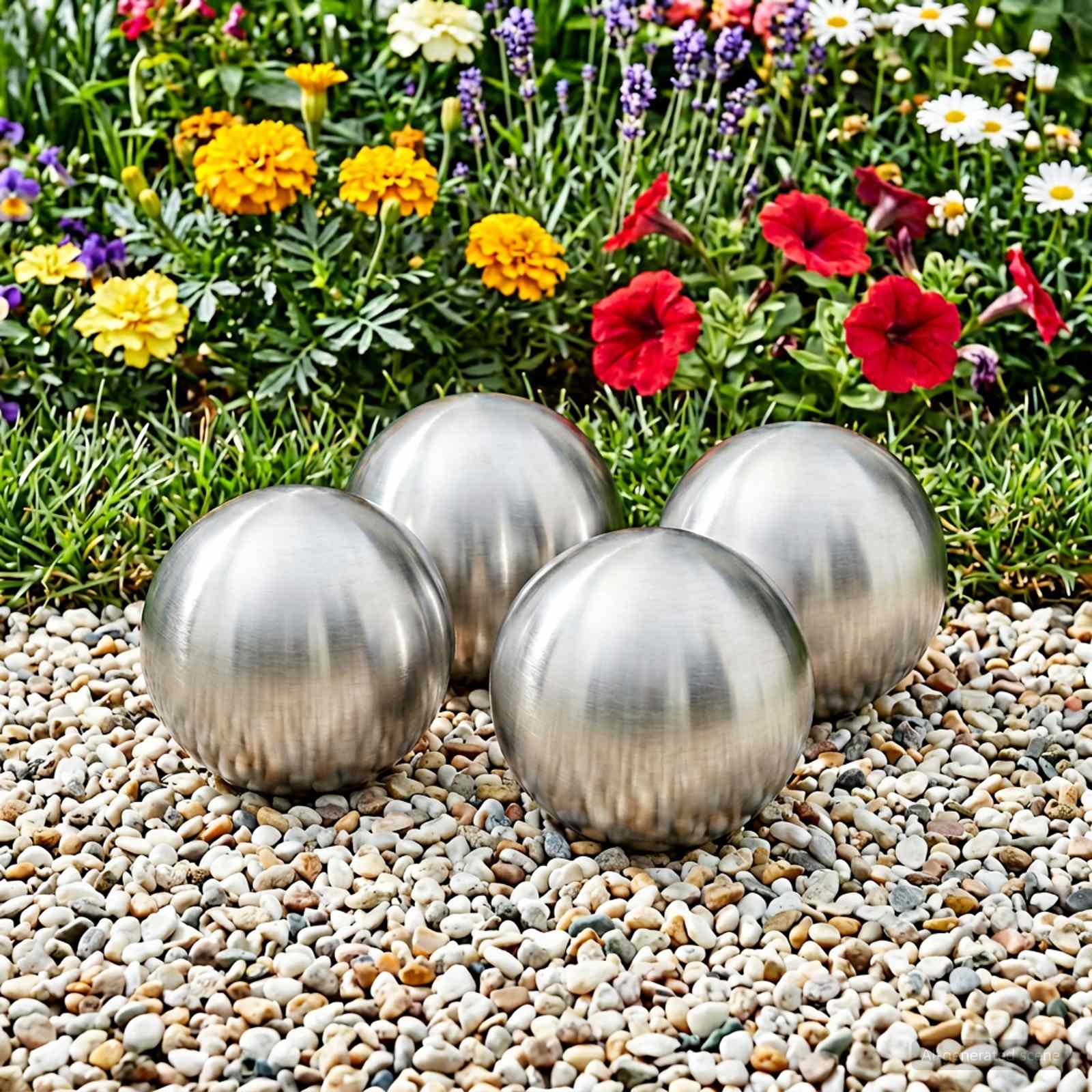 Geborstelde Bal 4 st Ø 10 cm zilver RVS 201
