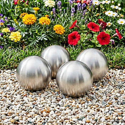 Geborstelde Bal 4 st Ø 10 cm zilver RVS 201