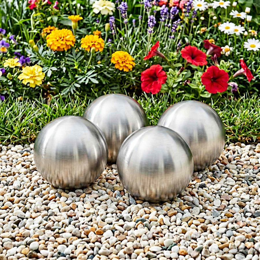 Geborstelde Bal 4 st Ø 10 cm zilver RVS 201