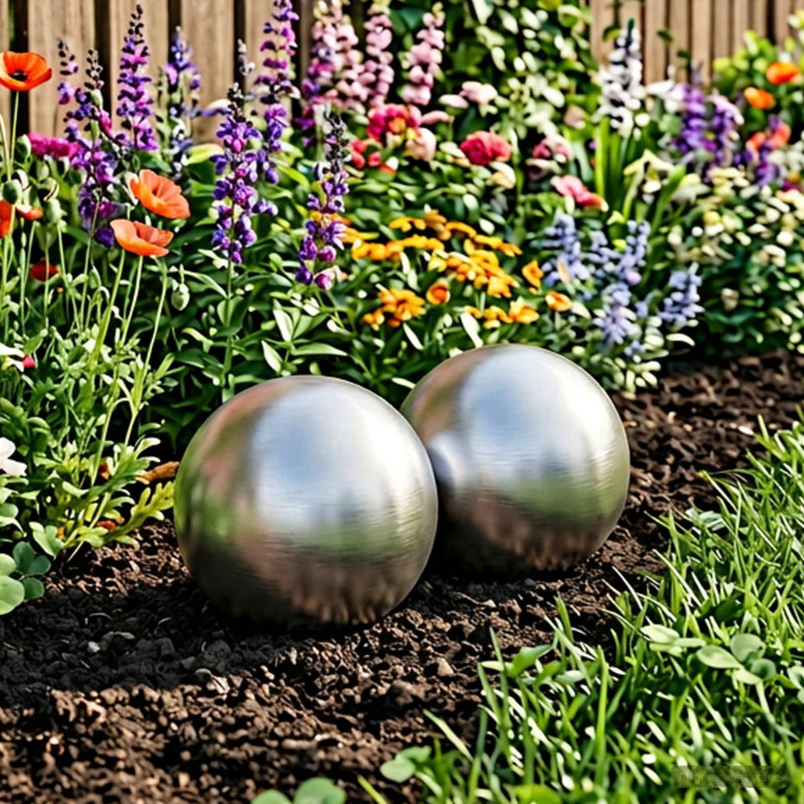 Geborstelde Bal 2 st Ø 15 cm zilver RVS 201