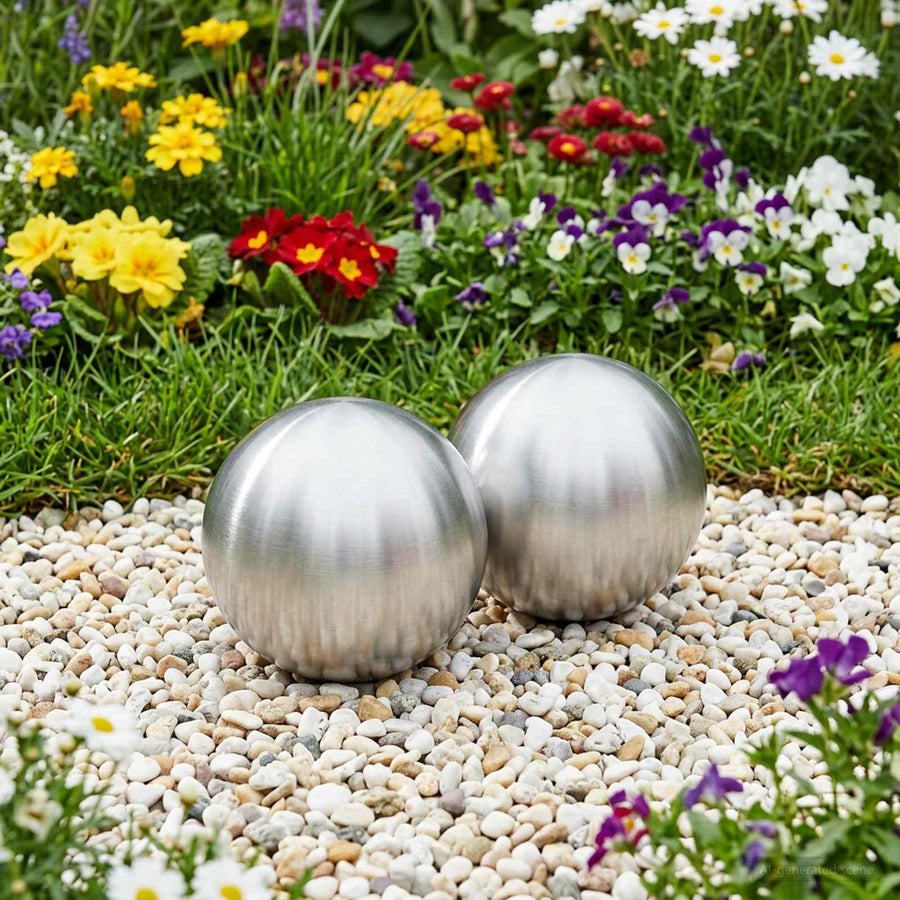 Geborstelde Bal 2 st Ø 15 cm zilver RVS 201