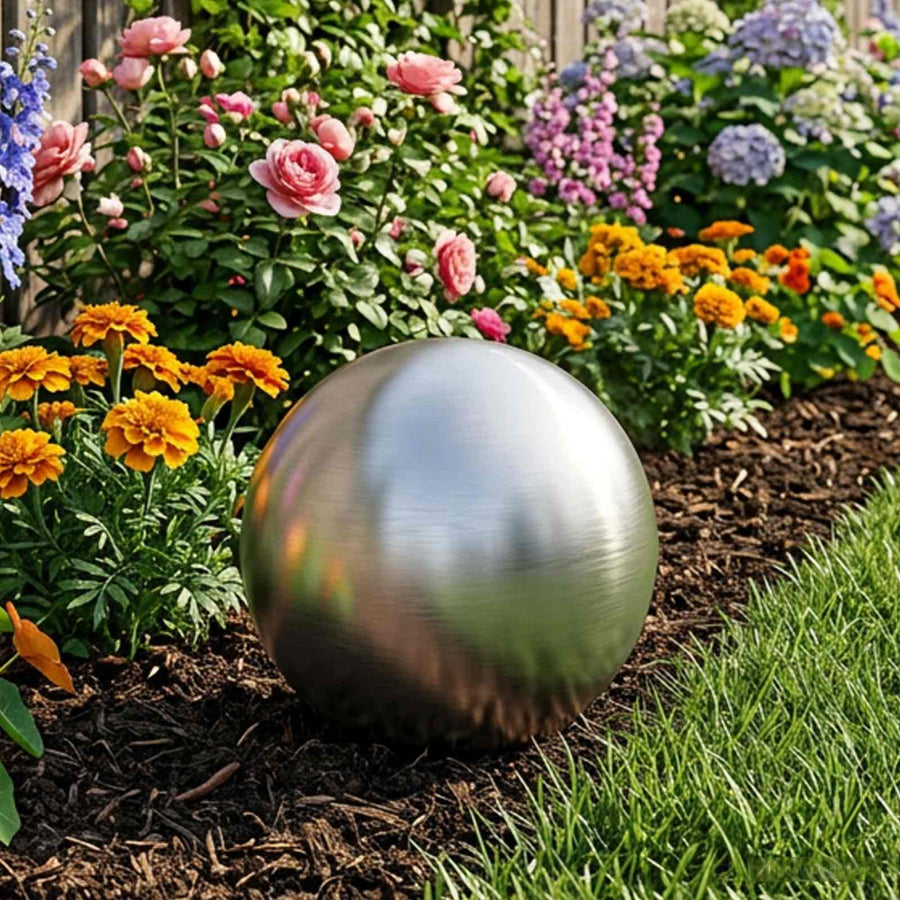 Geborstelde Bal Ø 20 cm zilver RVS 201