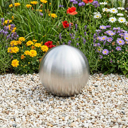 Geborstelde Bal Ø 20 cm zilver RVS 201