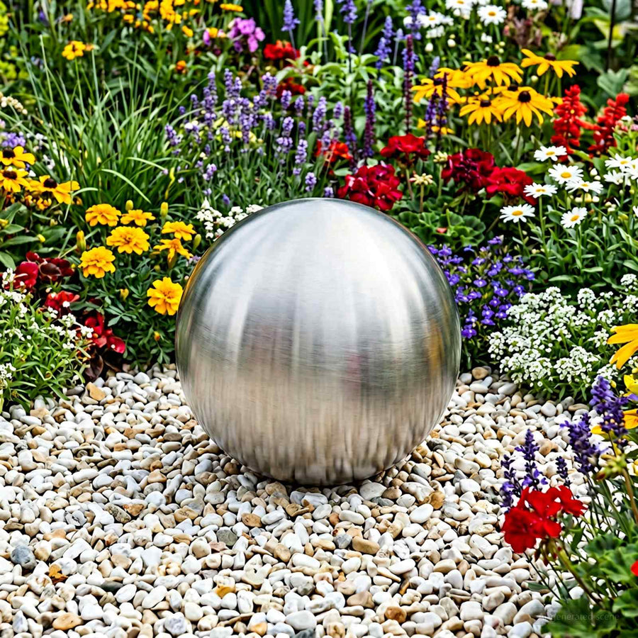 Geborstelde Bal Ø 37,5 cm zilver RVS 201
