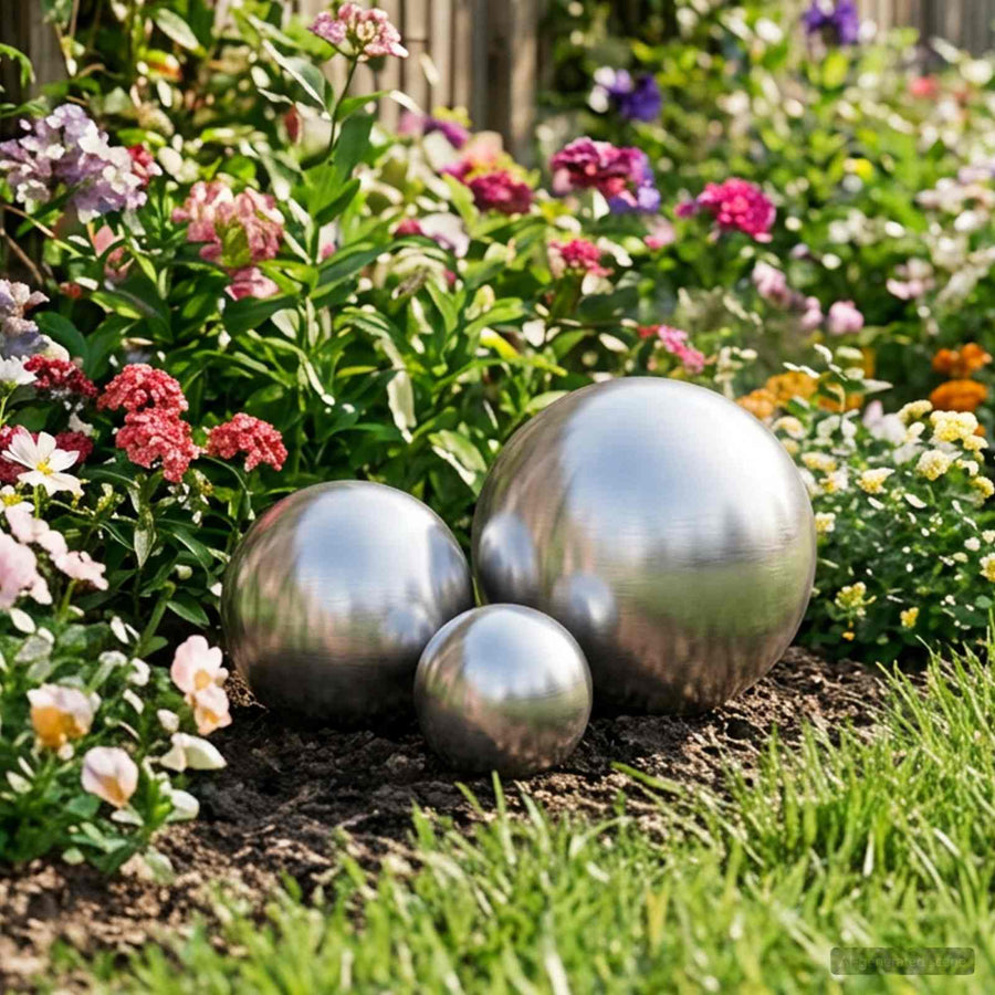 Geborstelde Bal 3 st Ø 20 cm zilver RVS 201