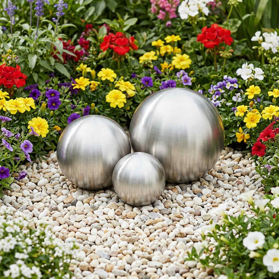 Geborstelde Bal 3 st Ø 20 cm zilver RVS 201