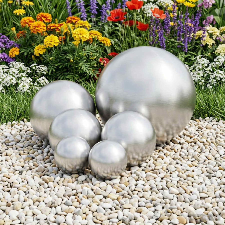 Geborstelde Bal 6 st Ø 15 cm zilver RVS 201