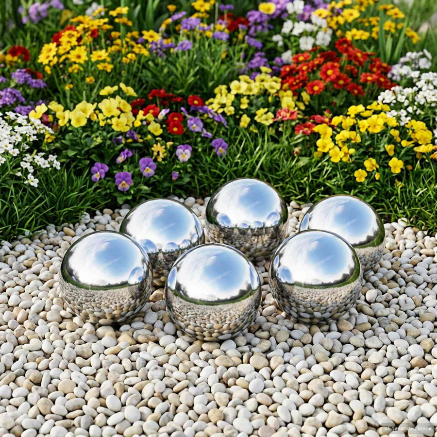 Spiegelbol 6 st Ø 7,5 cm zilver RVS 201