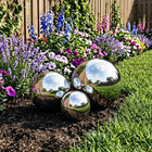 Spiegelbollen set 3 stuks Ø10 Ø15 Ø20 cm zilver roestvrij staal