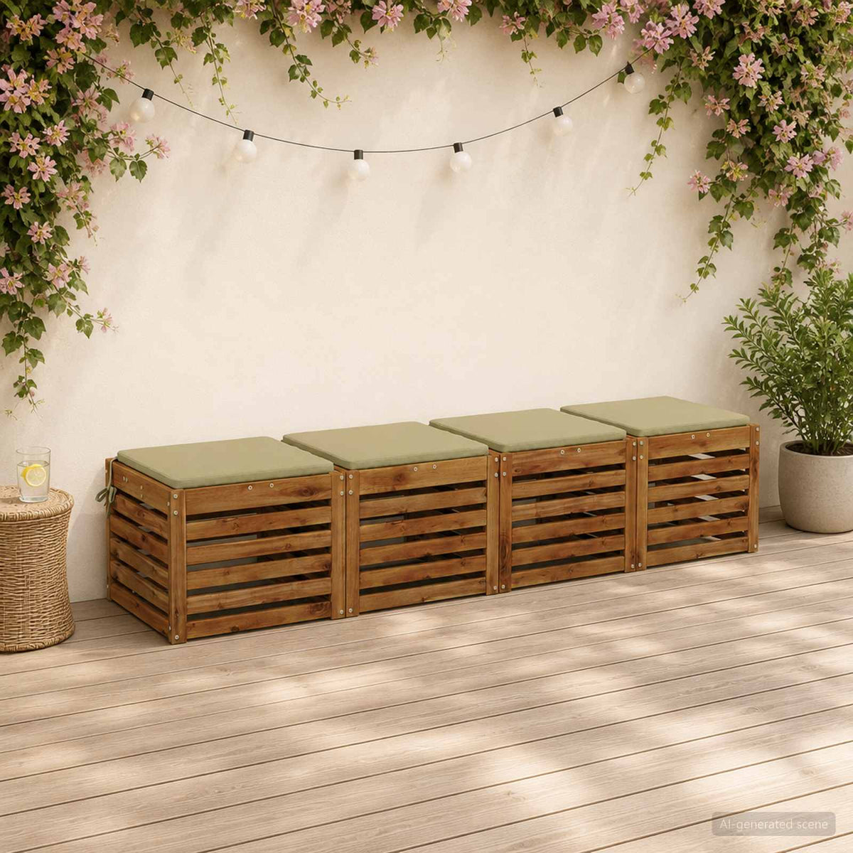 4-Piece Zitkussens SOEST 4 st 100% Polyester Lichtgroen