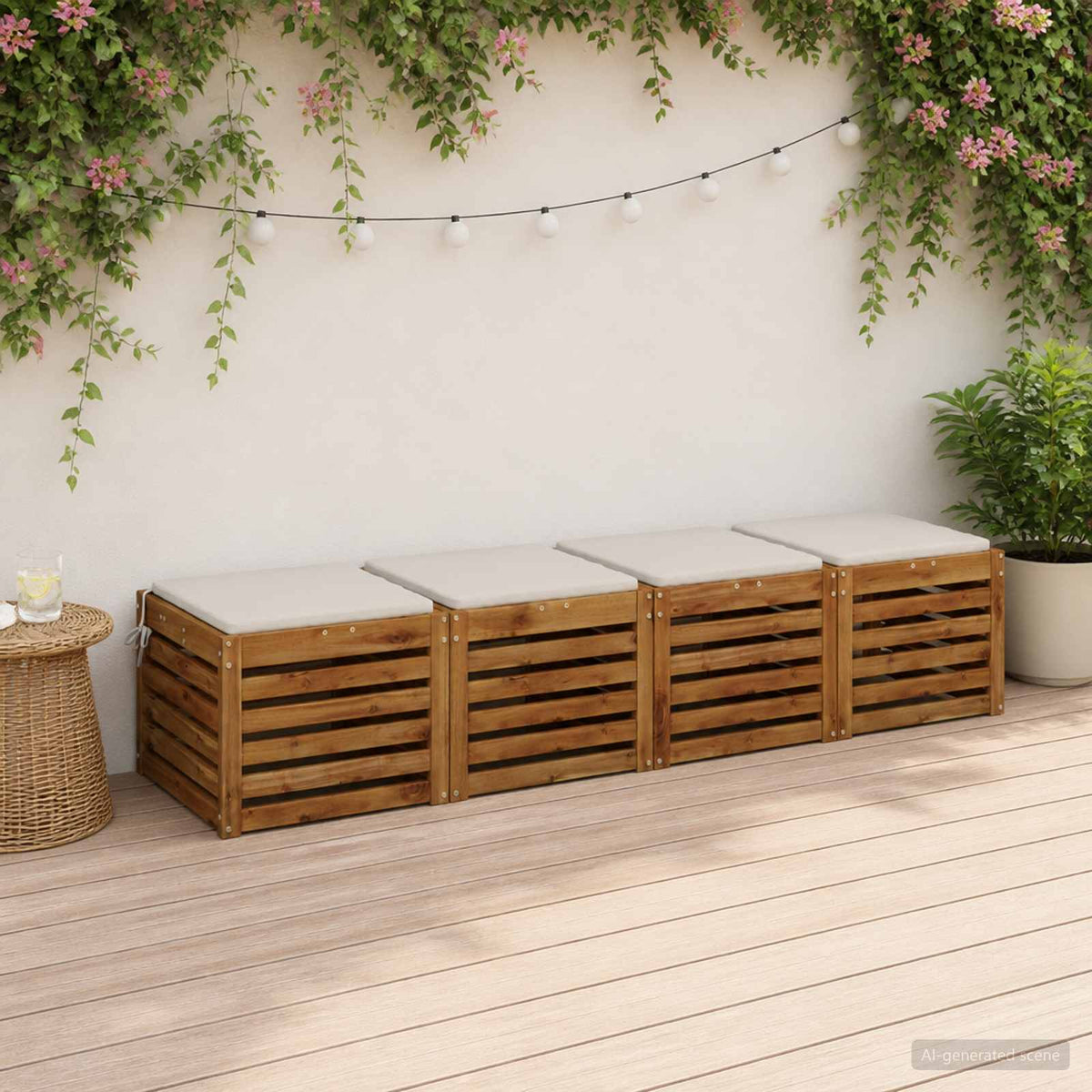 4-Piece Zitkussens SOEST 4 st 100% Polyester Wit 50 x 50 x 3 cm