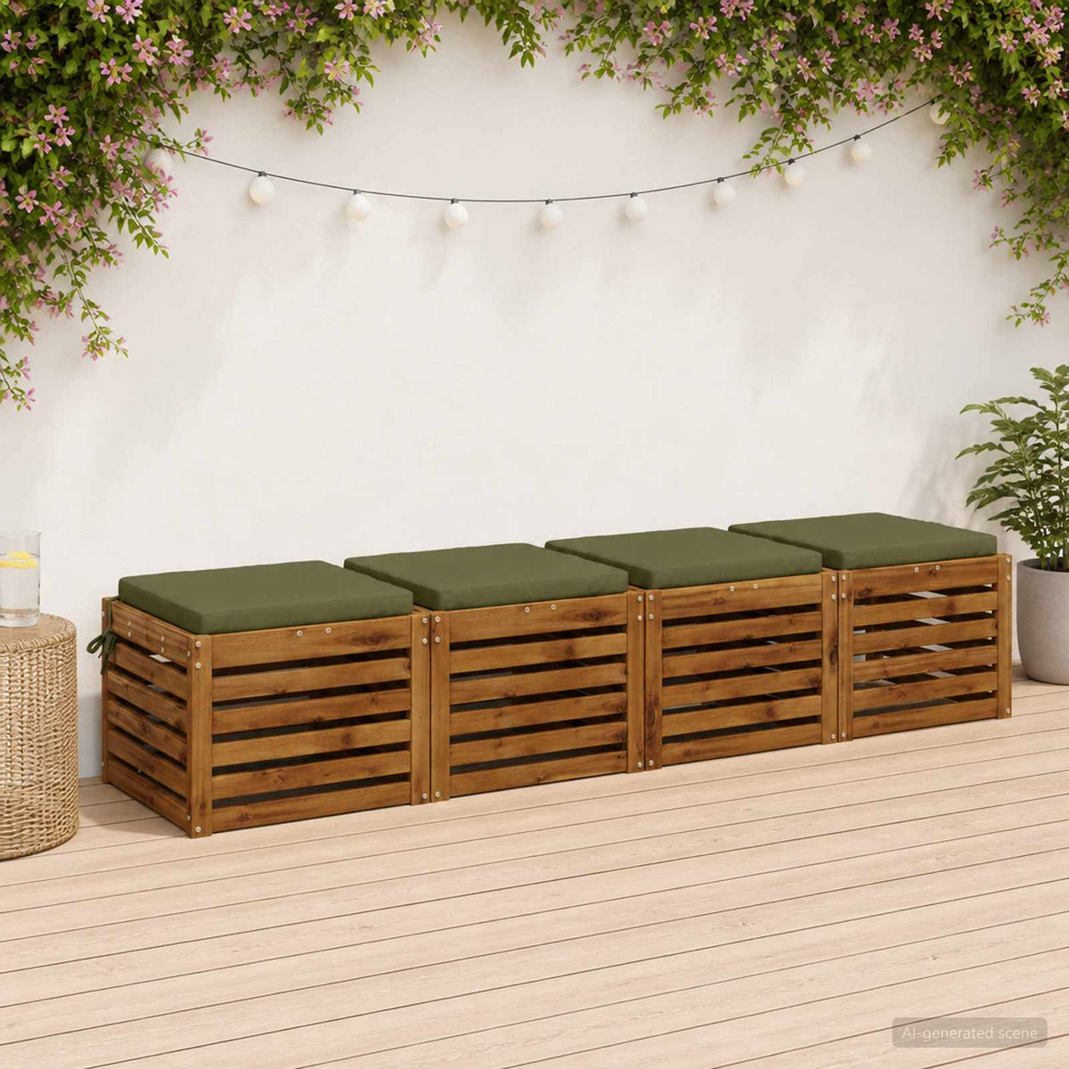 4-Piece Zitkussens SOEST 4 st 100% Polyester Olijfgroen