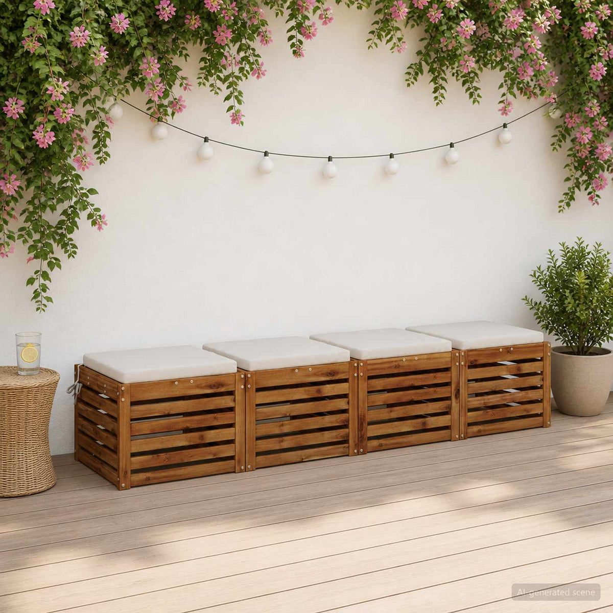 4-Piece Zitkussens SOEST 4 st 100% Polyester Wit 50 x 50 x 5 cm