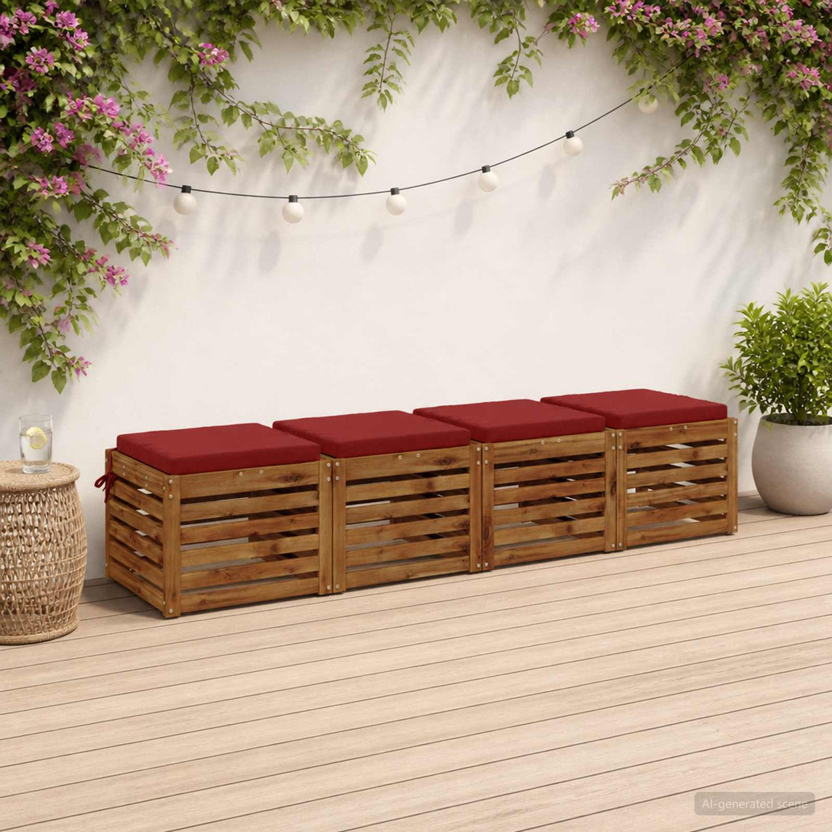 4-Piece Zitkussens SOEST 4 st 100% Polyester Wijnrood