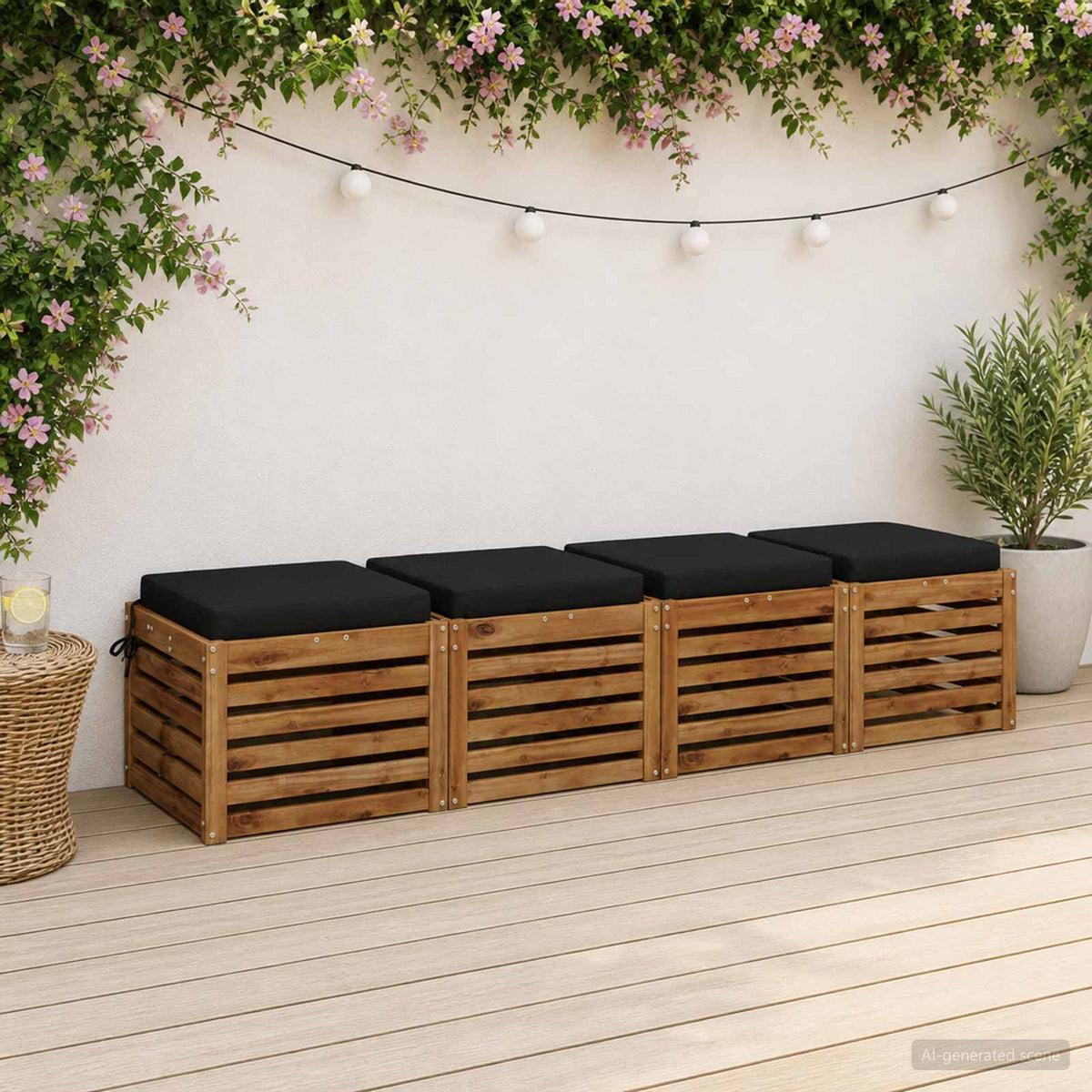 4-Piece Zitkussens SOEST 4 st 100% Polyester Zwart