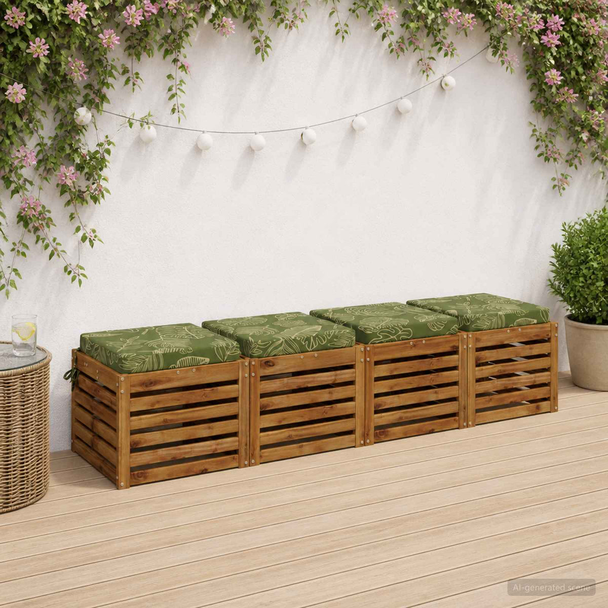 4-Piece Zitkussens SOEST 4 st 100% Polyester Bladontwerp