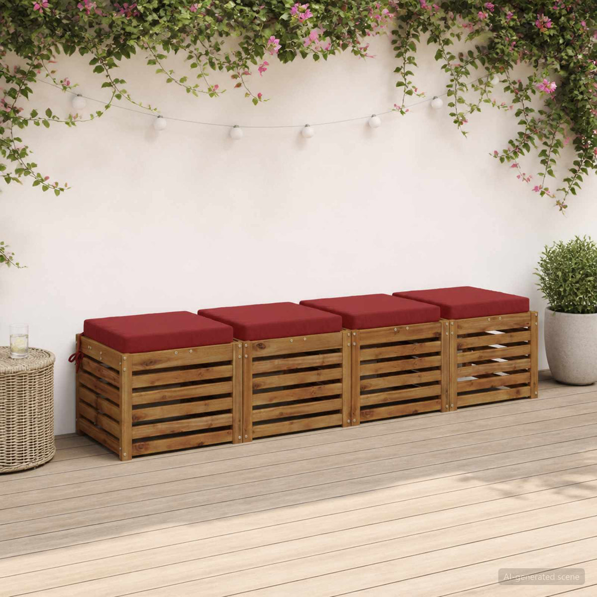4-Piece Zitkussens SOEST 4 st 100% Polyester Wijnrood