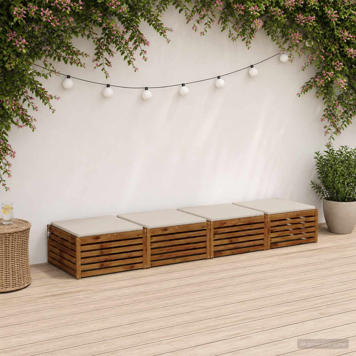 4-Piece Zitkussens SOEST 4 st 100% Polyester Wit 80 x 80 x 3 cm