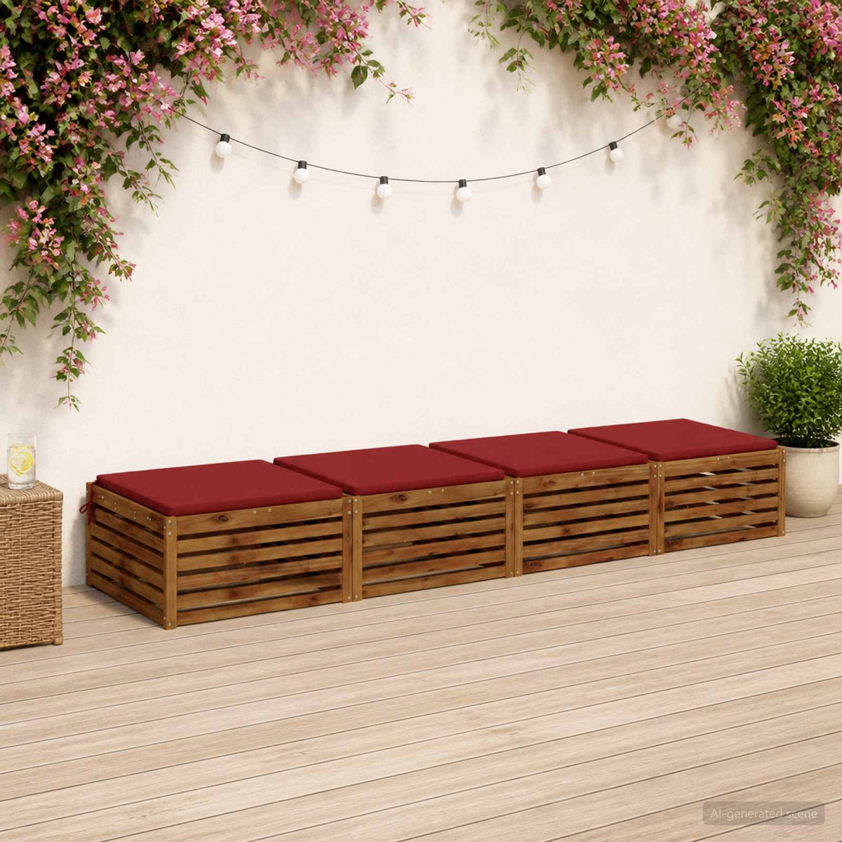 4-Piece Zitkussens SOEST 4 st 100% Polyester Wijnrood