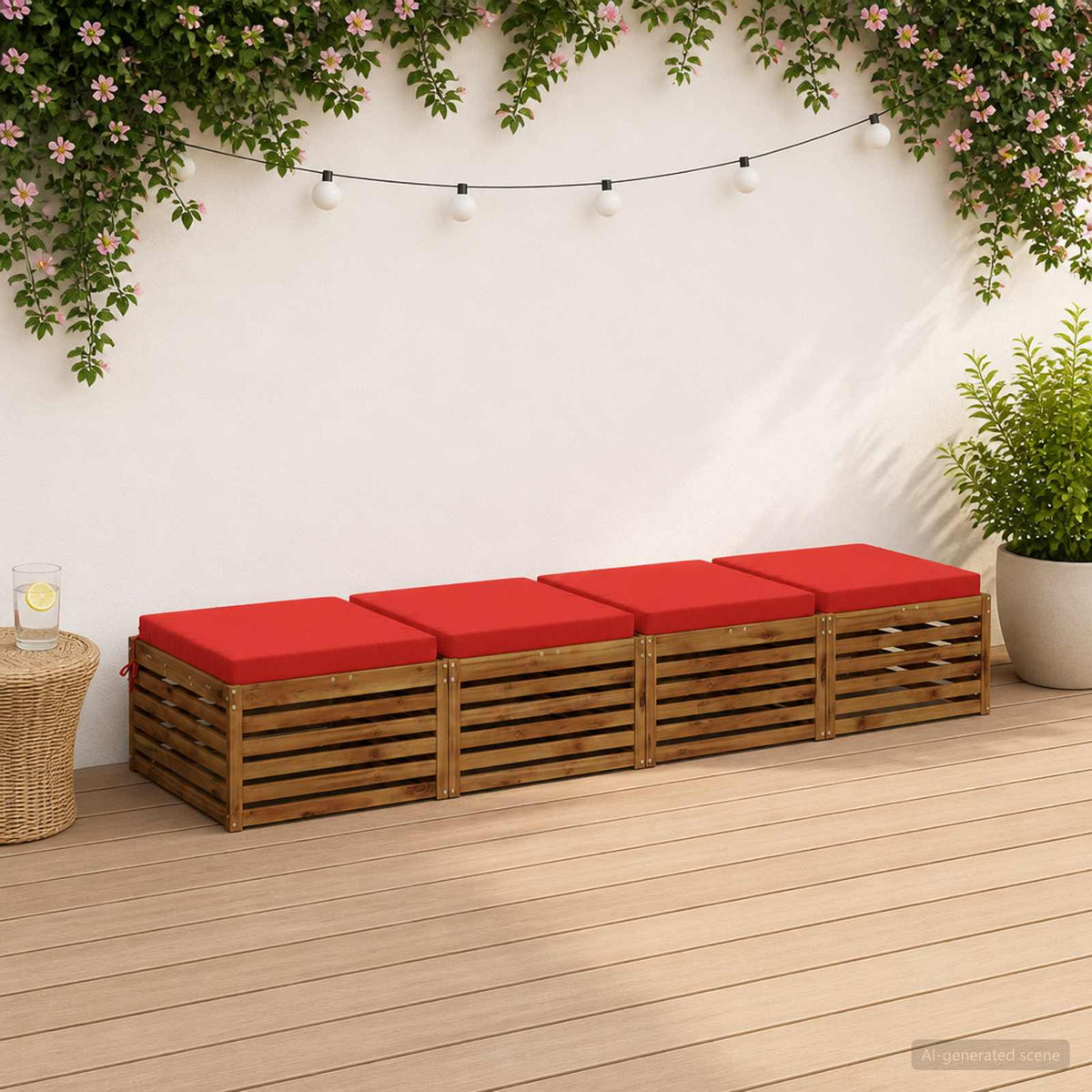 4-Piece Zitkussens SOEST 4 st 100% Polyester Rood