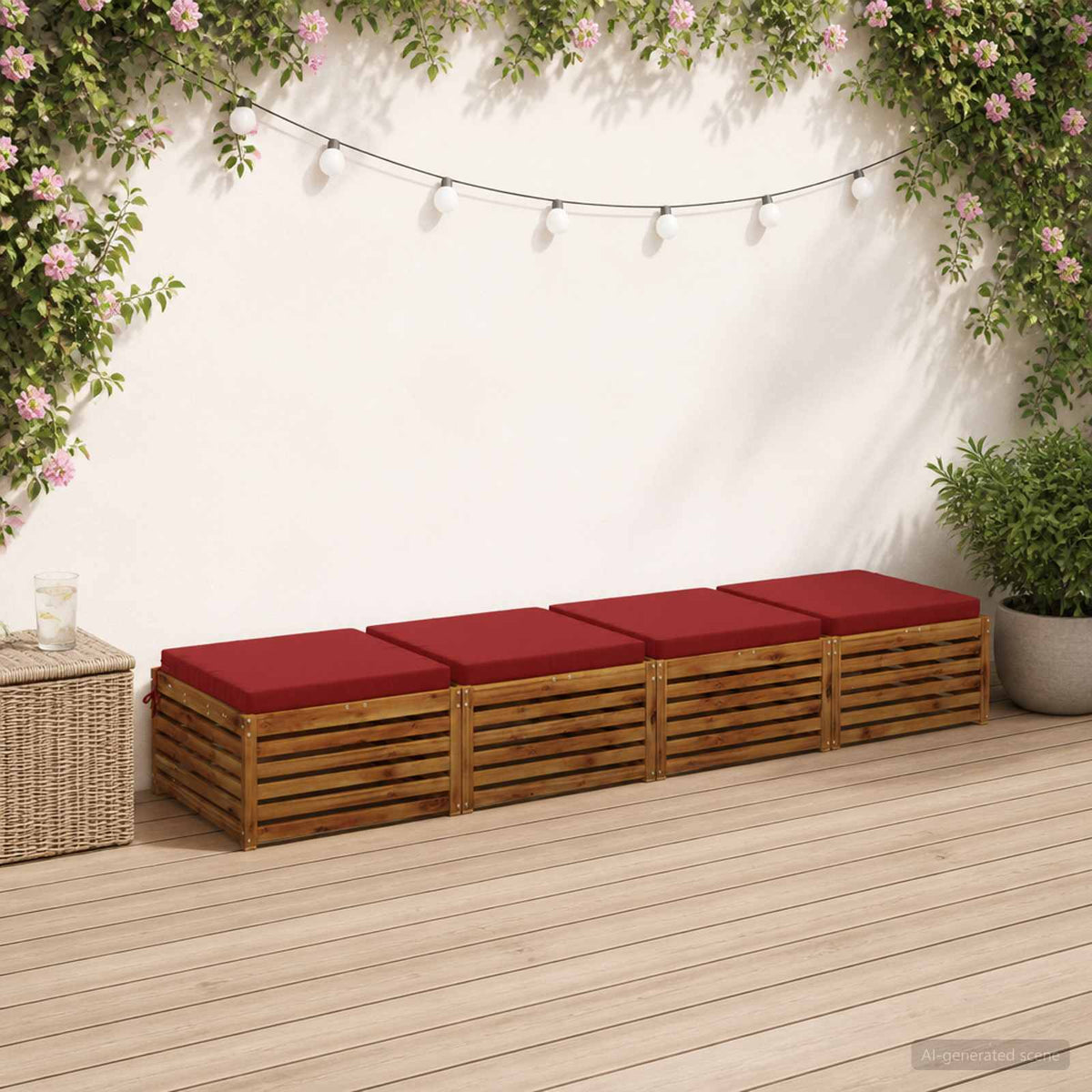 4-Piece Zitkussens SOEST 4 st 100% Polyester Wijnrood