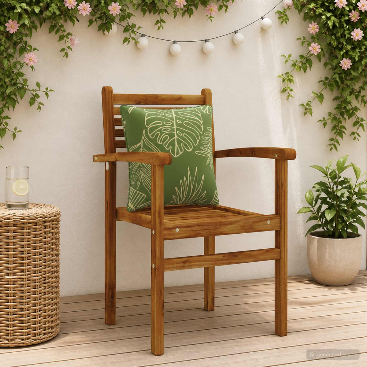4-Delige Rugkussens PUTTEN 4 pcs 100% Polyester Bladontwerp