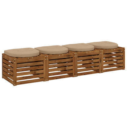 4-Piece Zitkussens 4 st 100% Polyester Zand 45 x 45 x 5 cm