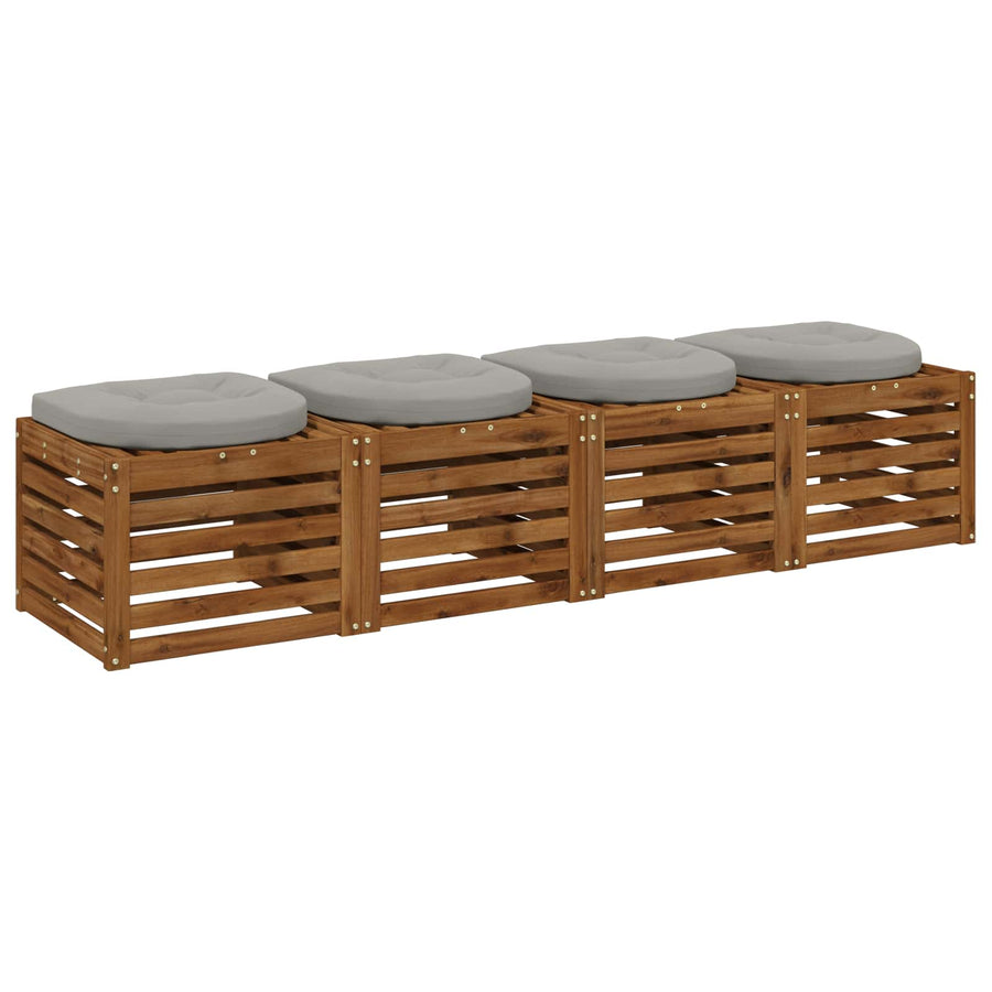 4-Piece Zitkussens 4 st 100% Polyester Grijs 45 x 45 x 5 cm