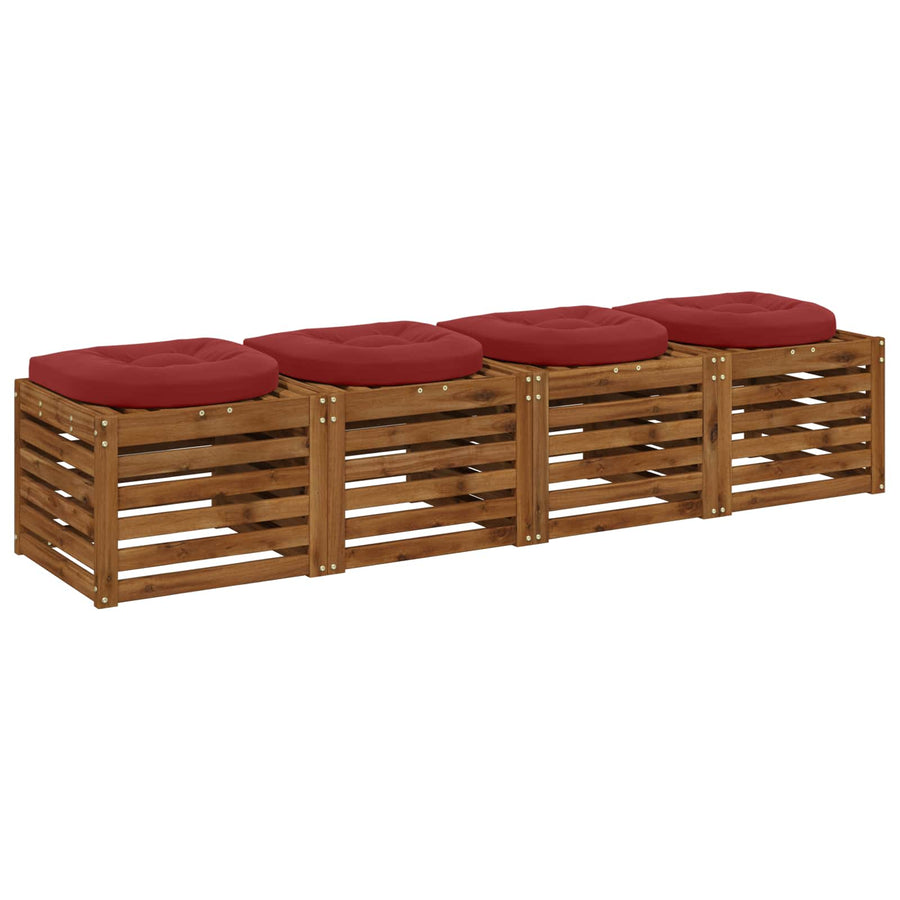 4-Piece Zitkussens 4 st 100% Polyester Wijnrood 45 x 45 x 5 cm