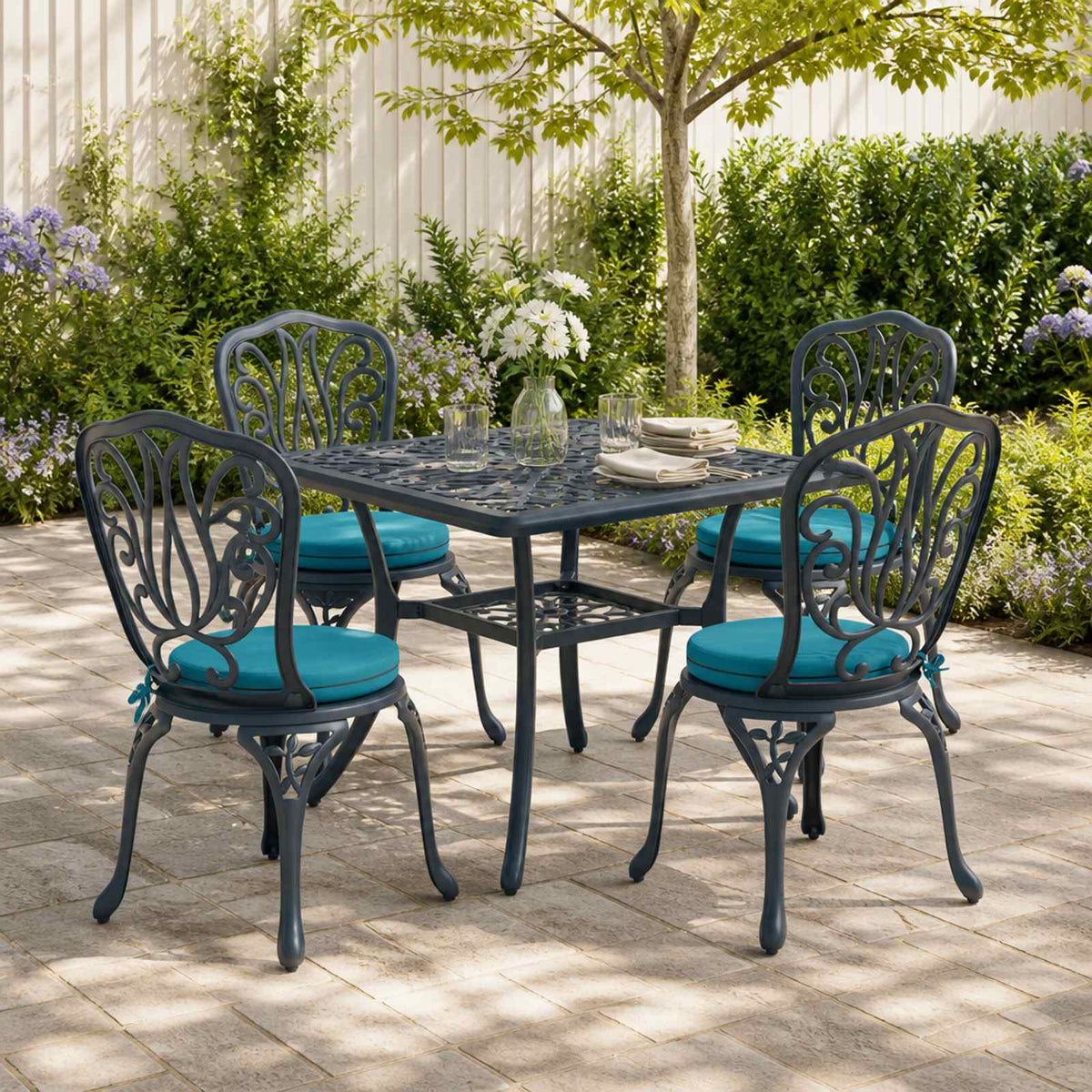 4-Piece Zitkussens SOEST 4 st 100% Polyester Turquoise