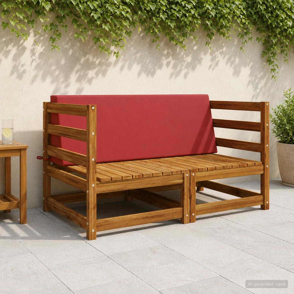 Rugkussen SOEST 100% Polyester Wijnrood 120 x 20 x 40 cm