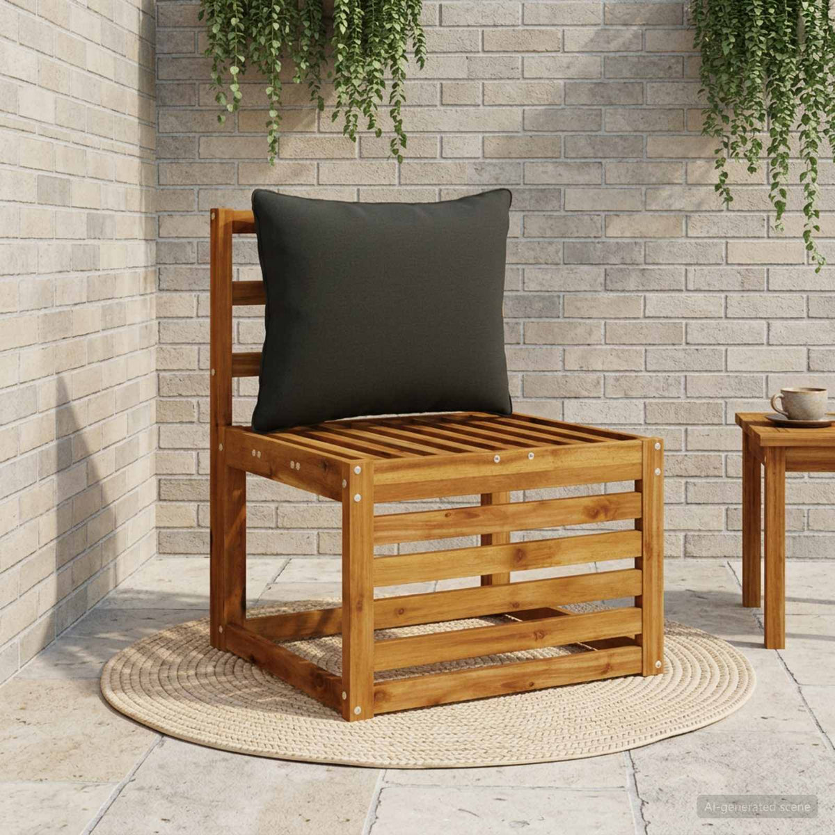 1-Delig Rugkussen PUTTEN 100% Polyester Zwart 60 x 40 x 15 cm