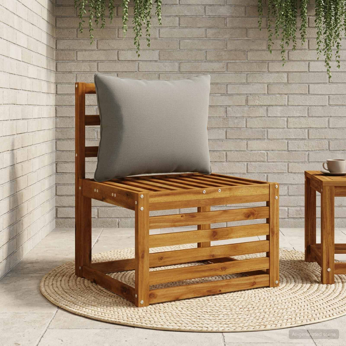 1-Delig Rugkussen PUTTEN 100% Polyester Grijs 50 x 40 x 15 cm