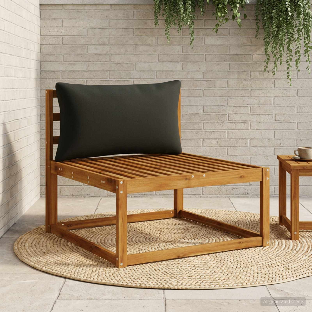 1-Delig Rugkussen PUTTEN 100% Polyester Zwart 80 x 40 x 15 cm