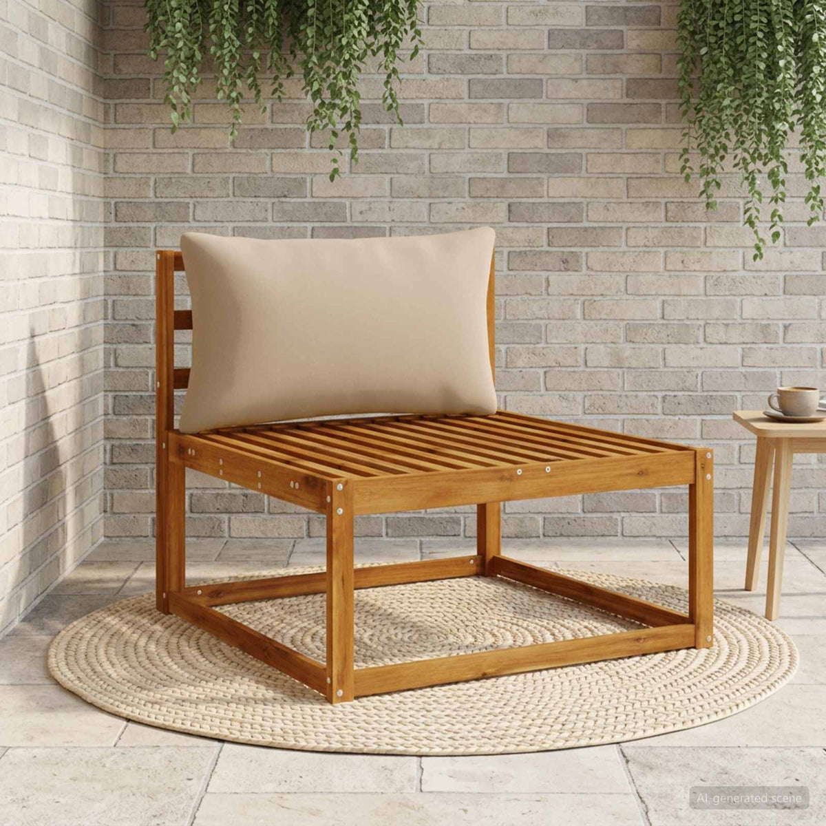 1-Delig Rugkussen PUTTEN 100% Polyester Taupe 70 x 40 x 15 cm